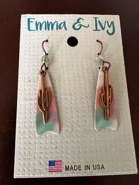 Pastel Desert Cactus Dangle Earrings - Multicolor